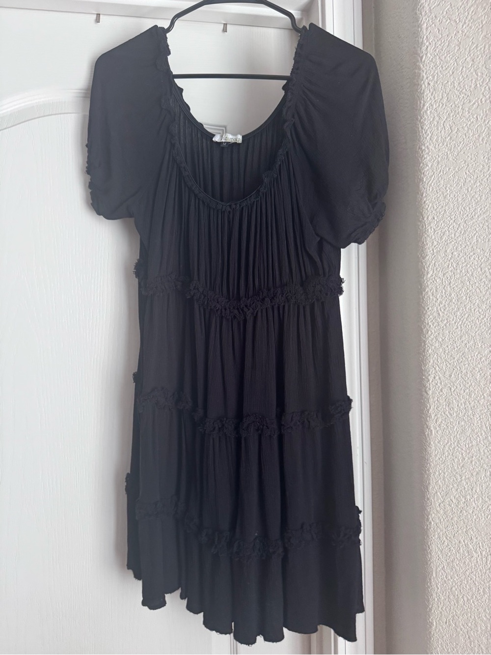 Black Tiered Short Sleeve Women's Dress
